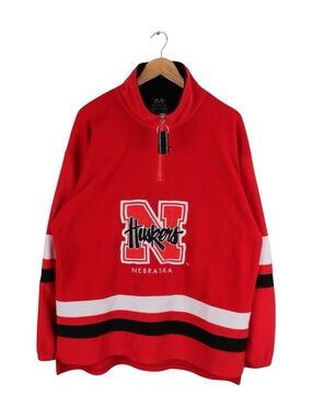 Vintage Nebraska Huskers Mirage Fleece 1/4 Zip Red Pullover‎ Large Oversized